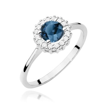 Inel Aur 14K cu Topaz London Blue 0.50 ct si Diamante Naturale 0.14 ct - Img 4