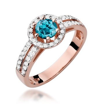 Inel Aur 14K cu Topaz London Blue 0.50 ct si Diamante Naturale 0.20 ct - Img 5