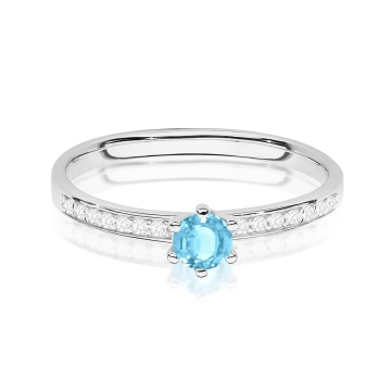 Inel Aur 14K cu Topaz Swiss 0.15 ct si Diamante Naturale 0.07 ct - Img 9