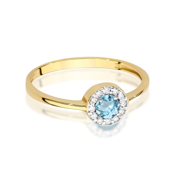 Inel Aur 14K cu Topaz Swiss 0.25 ct si Diamante Naturale 0.10 ct - Img 2