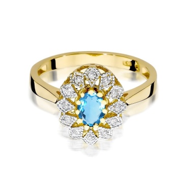 Inel Aur 14K cu Topaz Swiss 0.50 ct si Diamante Naturale 0.10 ct - Img 2