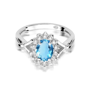 Inel Aur 14K cu Topaz Swiss 0.50 ct si Diamante Naturale 0.12 ct - Img 6