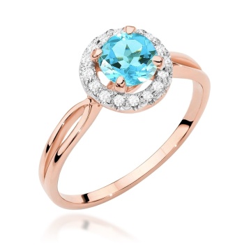 Inel Aur 14K cu Topaz Swiss 0.80 ct si Diamante Naturale 0.08 ct - Img 5