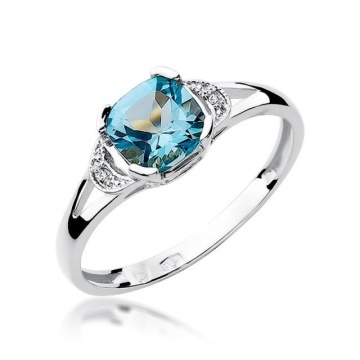 Inel Aur 14K cu Topaz Swiss 1.10 ct si Diamante Naturale 0.01 ct - Img 5