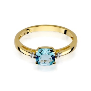 Inel Aur 14K cu Topaz Swiss 1.10 ct si Diamante Naturale 0.03 ct - Img 2