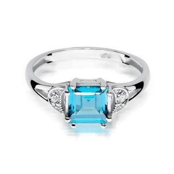 Inel Aur 14K cu Topaz Swiss 1.40 ct si Diamante Naturale 0.06 ct - Img 6