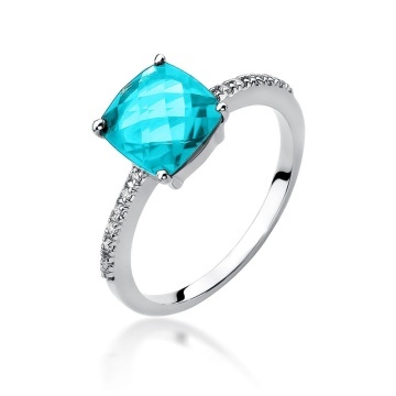 Inel Aur 14K cu Topaz Swiss 2.00 ct si Diamante Naturale 0.07 ct - Img 4