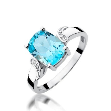 Inel Aur 14K cu Topaz Swiss 2.40 ct si Diamante Naturale 0.01 ct - Img 5