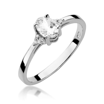 Inel Aur 14K cu White Sapphire 0.50 ct si Diamante Naturale 0.05 ct - Img 4
