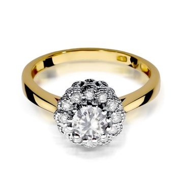 Inel Aur 14K cu White Sapphire 0.60 ct si Diamante Naturale 0.17 ct - Img 2
