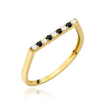 Inel Aur 14k cu Zirconii Albe si Negre