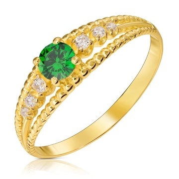 Inel Aur 8K cu Zirconiu Verde – Eleganță Atemporală