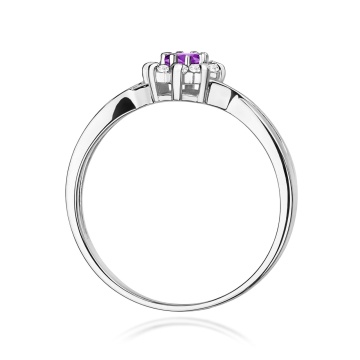 Inel Aur 9K cu Ametist 0.10 ct si Diamante Naturale 0.12 ct - Img 6