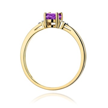 Inel Aur 9K cu Ametist 0.40 ct si Diamante Naturale 0.05 ct - Img 3
