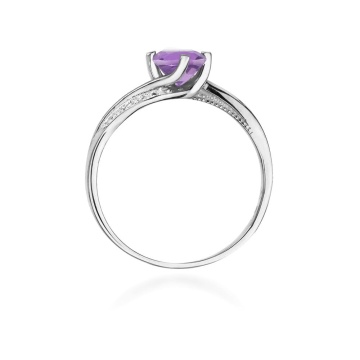 Inel Aur 9K cu Ametist 0.50 ct si Diamante Naturale 0.05 ct - Img 8