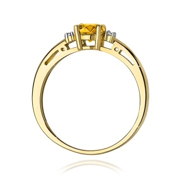Inel Aur 9K cu Citrin 0.50 ct si Diamante Naturale 0.03 ct - Img 3