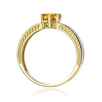 Inel Aur 9K cu Citrin 0.50 ct si Diamante Naturale 0.08 ct - Img 3