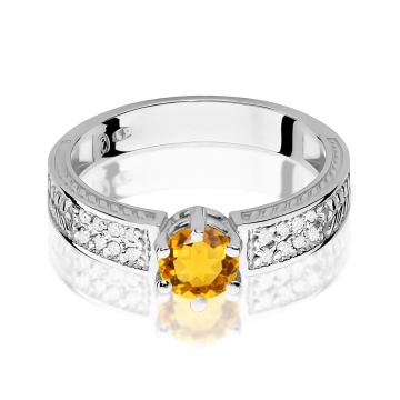 Inel Aur 9K cu Citrin 0.50 ct si Diamante Naturale 0.08 ct - Img 6