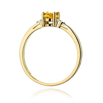 Inel Aur 9K cu Citrin 0.60 ct si Diamante Naturale 0.05 ct - Img 3