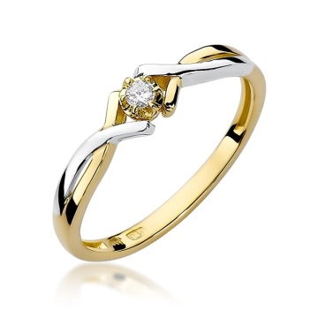 Inel Aur 9K cu Diamant Natural 0.04 ct - Img 1