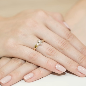 Inel Aur 9K cu Diamant Natural 0.12 ct - Img 4