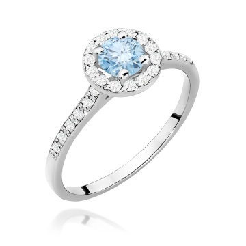 Inel Aur 9K cu Diamante Albastre de Laborator 0.74 ct - Img 5