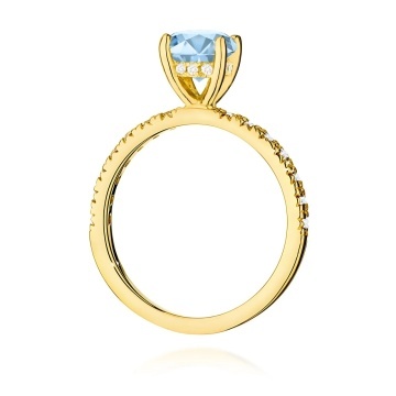 Inel Aur 9K cu Diamante Albastre de Laborator 1.26 ct - Img 3