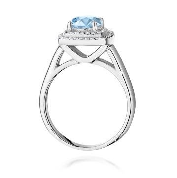 Inel Aur 9K cu Diamante Albastre de Laborator 1.28 ct - Img 7