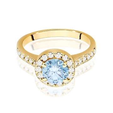 Inel Aur 9K cu Diamante Albastre de Laborator 1.38 ct - Img 2