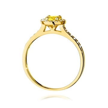 Inel Aur 9K cu Diamante Galbene de Laborator 0.74 ct - Img 3