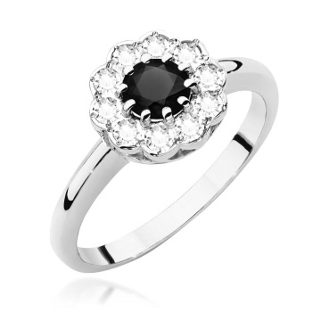 Inel Aur 9K cu Diamante Naturale Albe si Negre 0.80 ct - Img 4