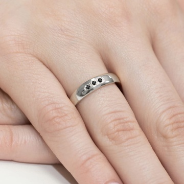 Inel Aur 9K cu Diamante Naturale Negre 0.04 ct - Img 7