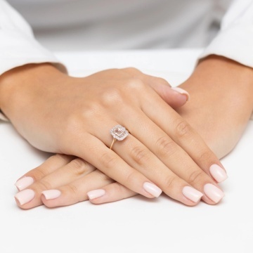 Inel Aur 9K cu Morganit 1.00 ct si Diamante Naturale 0.17 ct - Img 4