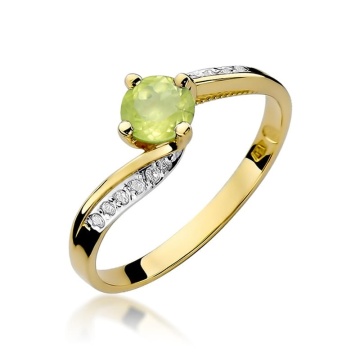 Inel Aur 9K cu Peridot 0.60 ct si Diamante Naturale 0.05 ct