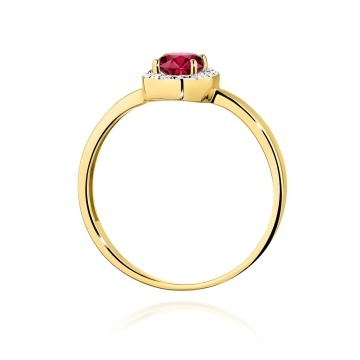 Inel Aur 9K cu Rubin 0.60 ct si Diamante Naturale 0.08 ct - Img 3