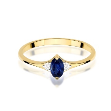 Inel Aur 9K cu Safir 0.30 ct si Diamante Naturale 0.04 ct - Img 2