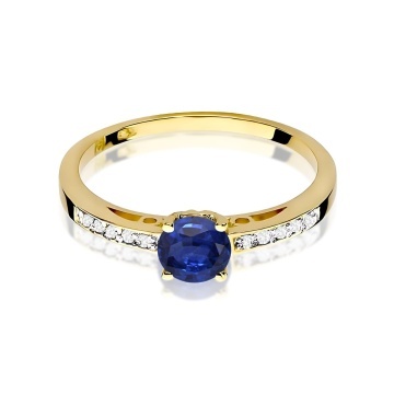 Inel Aur 9K cu Safir 0.50 ct si Diamante Naturale 0.05 ct - Img 2