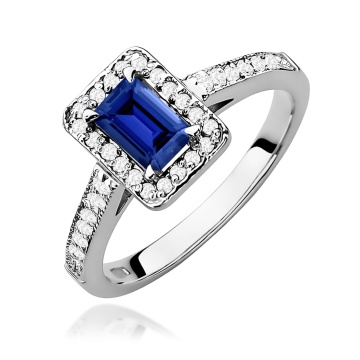 Inel Aur 9K cu Safir 0.60 ct si Diamante Naturale 0.22 ct - Img 5