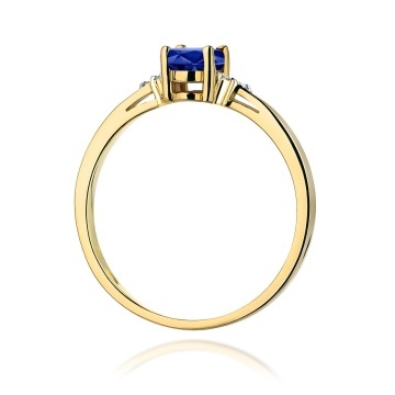 Inel Aur 9K cu Safir 0.70 ct si Diamante Naturale 0.05 ct - Img 3
