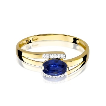 Inel Aur 9K cu Safir 0.70 ct si Diamante Naturale 0.05 ct - Img 2