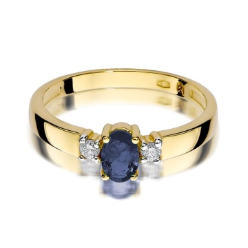 Inel Aur 9K cu Safir 0.70 ct si Diamante Naturale 0.08 ct - Img 2
