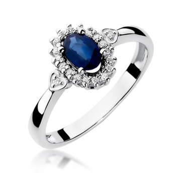 Inel Aur 9K cu Safir 0.70 ct si Diamante Naturale 0.10 ct - Img 5