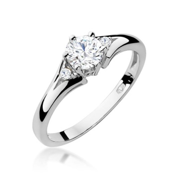 Inel Aur 9K cu Safir Alb 0.60 ct si Diamante Naturale 0.03 ct - Img 5