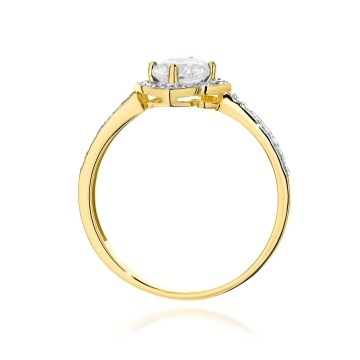 Inel Aur 9K cu Safir Alb 0.60 ct si Diamante Naturale 0.13 ct - Img 3