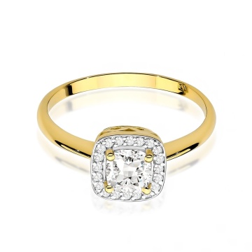 Inel Aur 9K cu Safir Alb 0.70 ct si Diamante Naturale 0.10 ct - Img 2