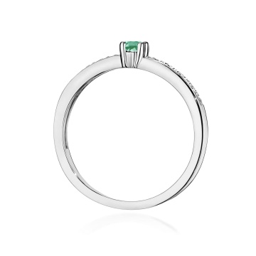 Inel Aur 9K cu Smarald 0.15 ct si Diamante Naturale 0.05 ct - Img 7