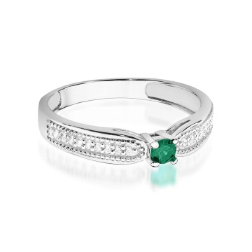 Inel Aur 9K cu Smarald 0.15 ct si Diamante Naturale 0.09 ct - Img 6