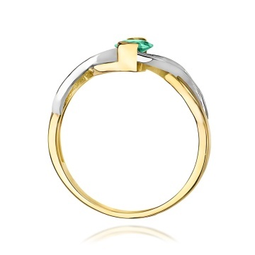 Inel Aur 9K cu Smarald 0.40 ct si Diamante Naturale 0.05 ct - Img 3