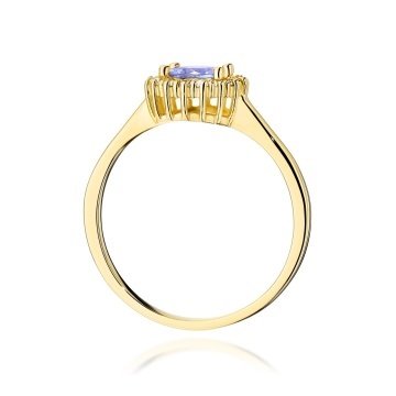 Inel Aur 9K cu Tanzanit 0.50 ct si Diamante Naturale 0.14 ct - Img 3
