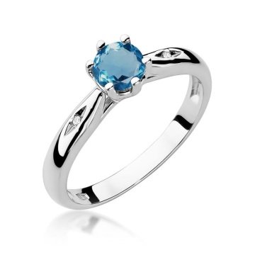 Inel Aur 9K cu Topaz London Blue 0.50 ct si Diamante Naturale 0.01 ct - Img 5